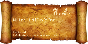 Nyiri Lóránt névjegykártya